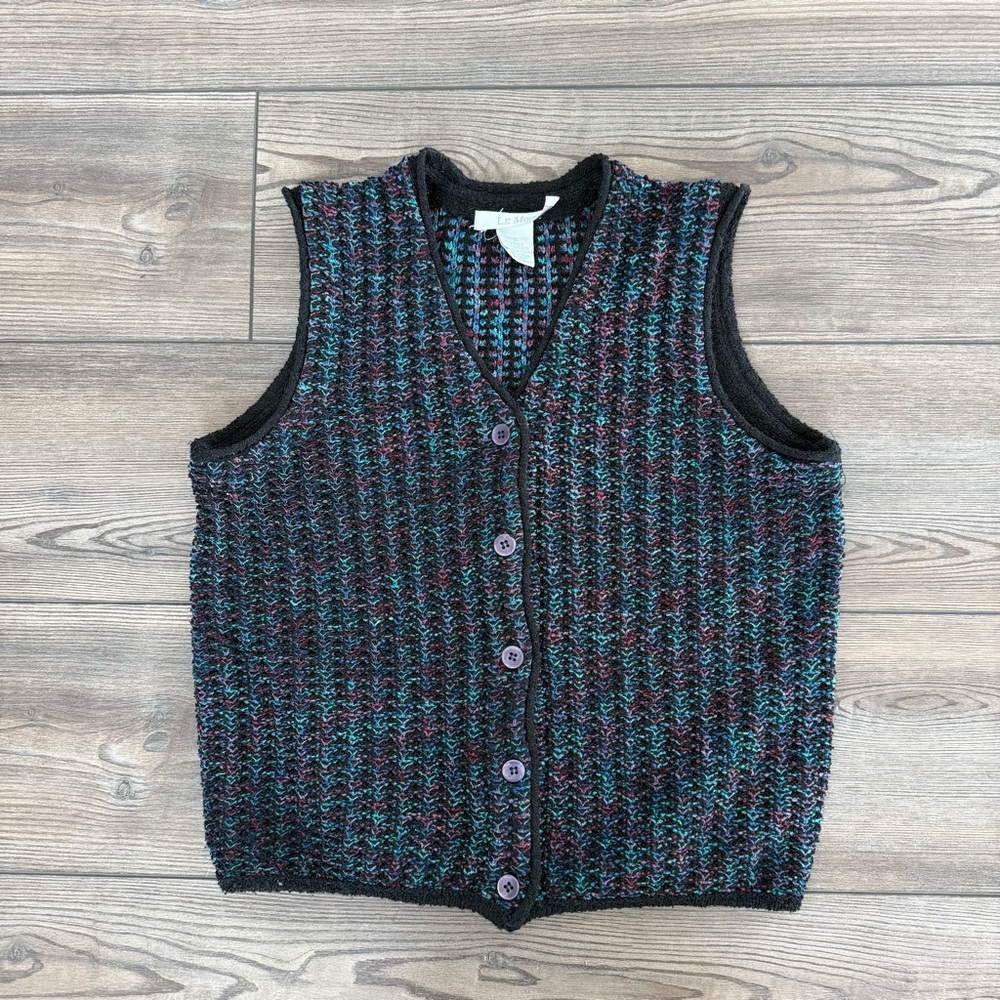 Colorful Knit Button-Up Vest